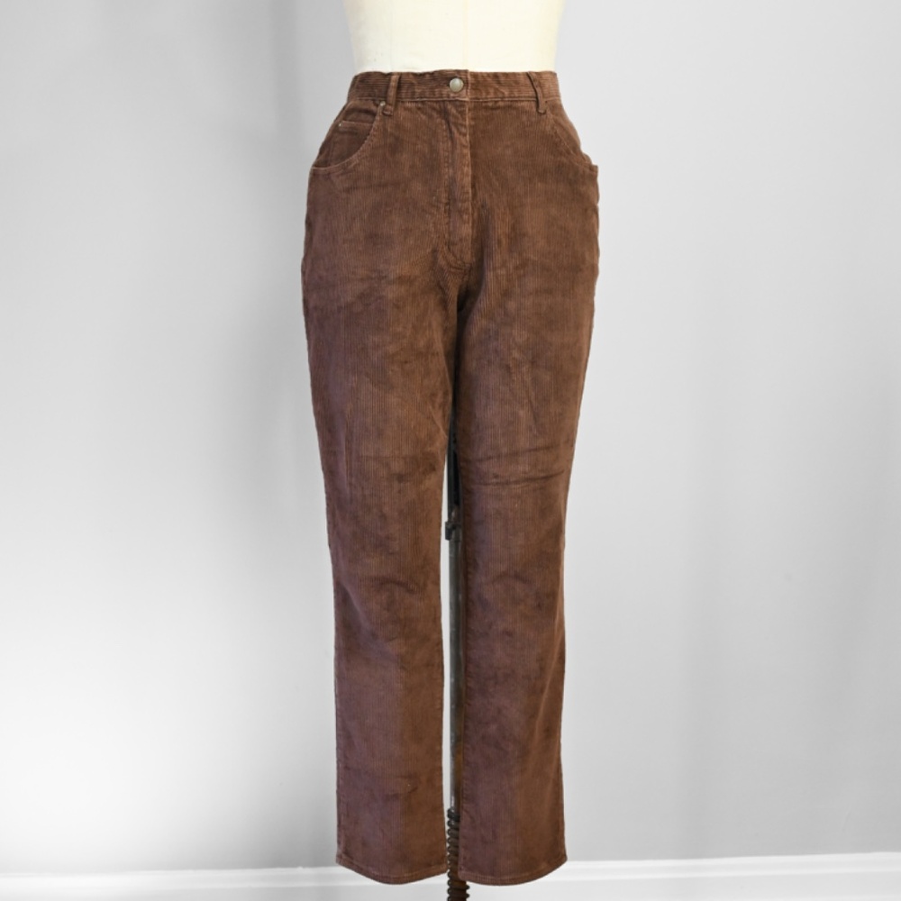 Cotton Straight Leg Corduroy Brown pants - wide whale Newport News high rise
